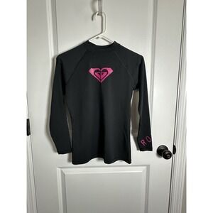 Black With Pink Roxy Surf Swim Rash Guard Long Sleeve Size Small